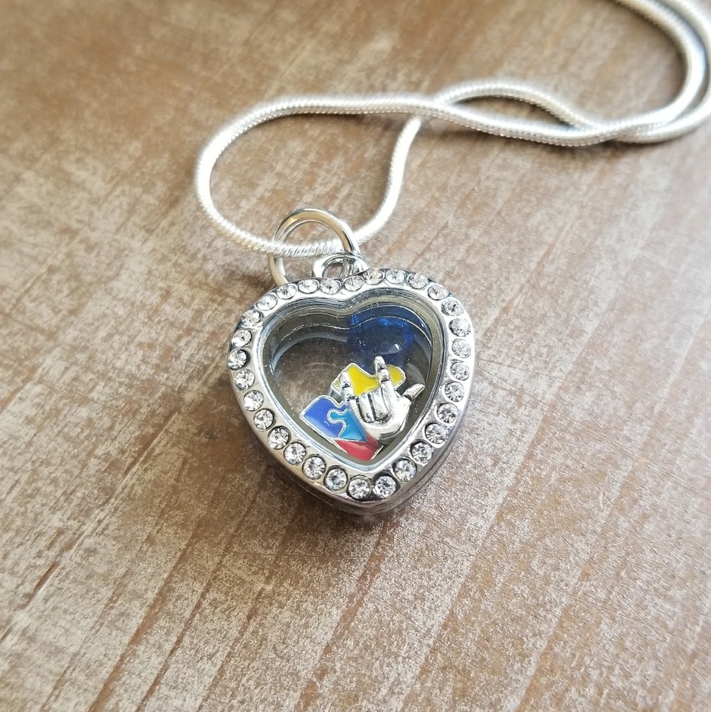 ASL I love you/autism awareness necklace